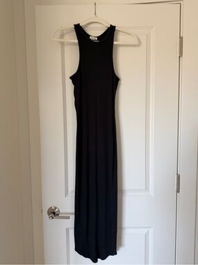 rag & bone Black Ribbed Tank Midi Dress